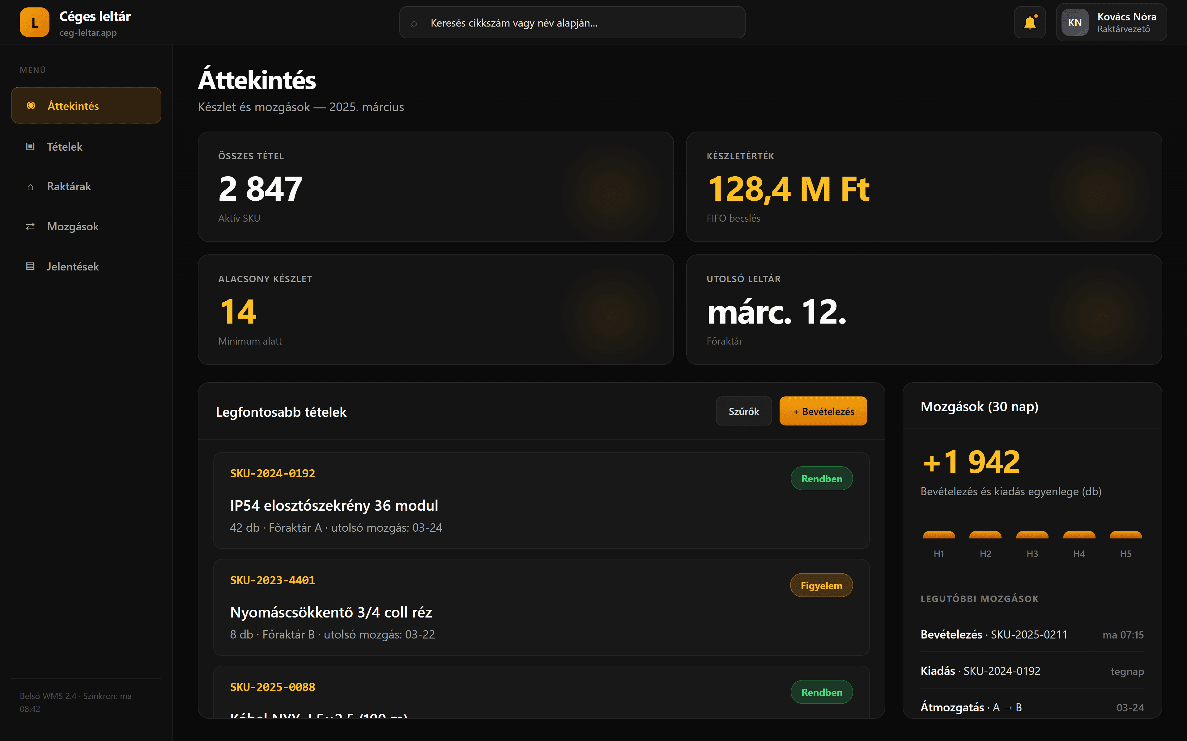 Leltárkezelő rendszer screenshot